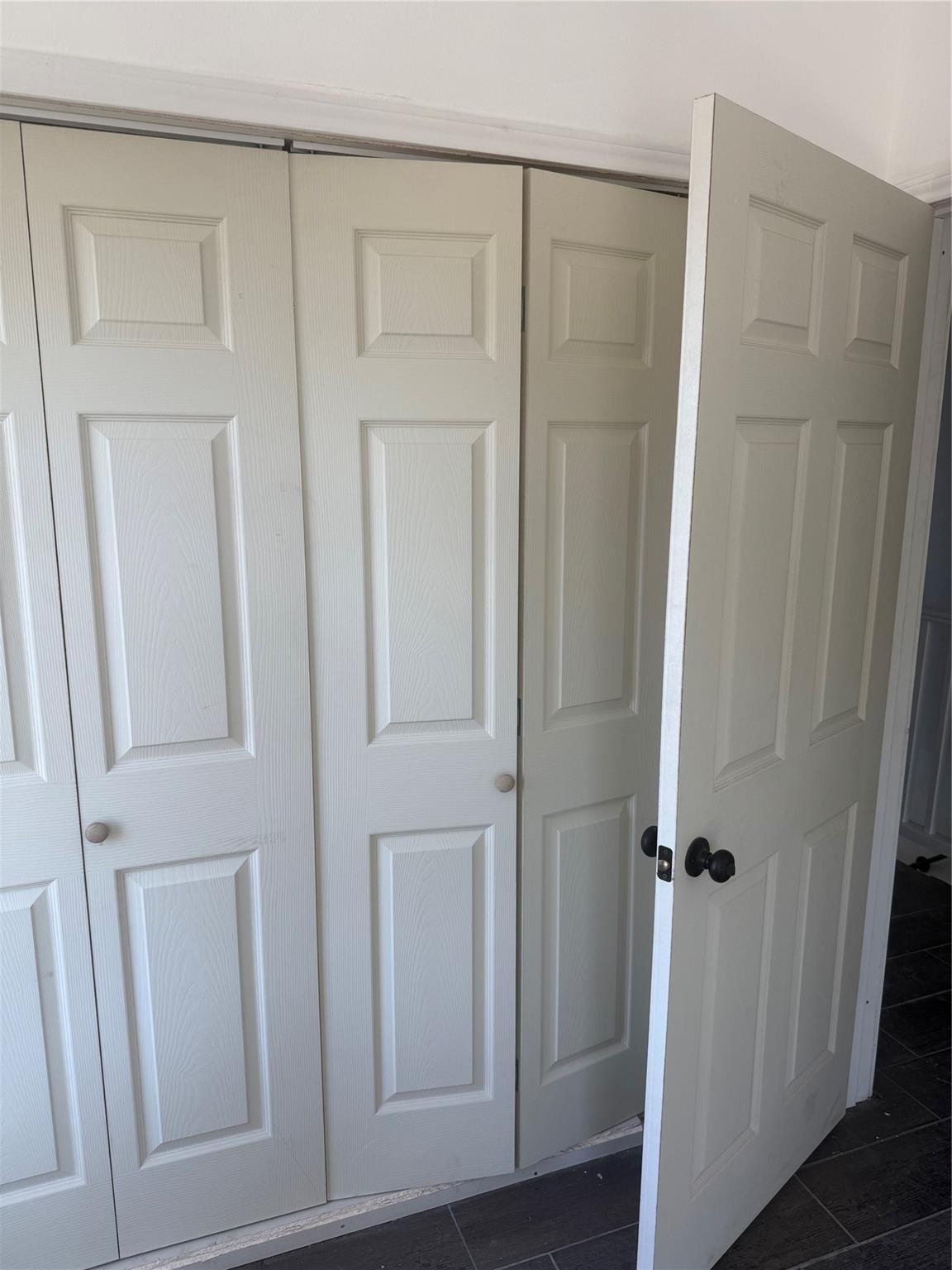 Large closet with folding doors